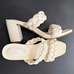 MIA‎ MAINE BRAIDED VEGAN LEATHER HEELED SANDALS IN WHITE WOMEN'S SIZE 8.5